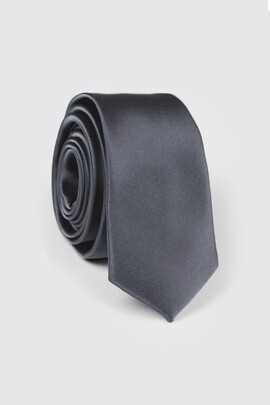 Grafitowy krawat gładki KWSS001384