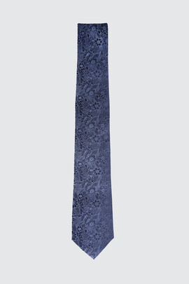 Granatowy krawat w motyw florystyczny 00077B75FLA