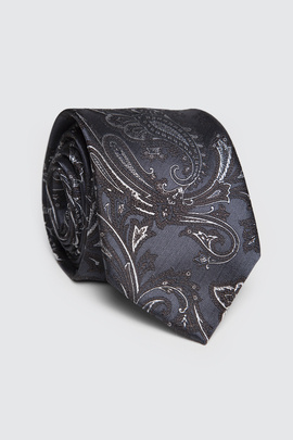 Grafitowy krawat we wzór 00219C85PLA
