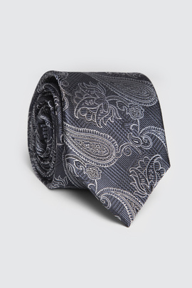 Grafitowy krawat we wzór 00219D85PLA