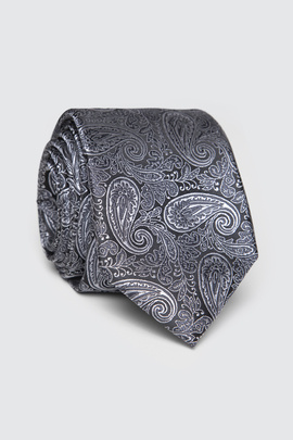 Grafitowy krawat we wzór paisley 00259C85PLA