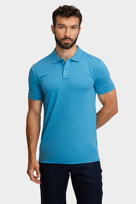 niebieskie bawełniane polo męskie slim