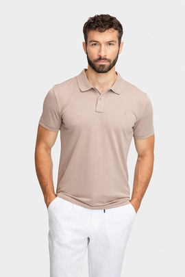 Brązowe polo męskie slim