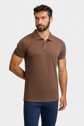 Brązowe polo męskie slim