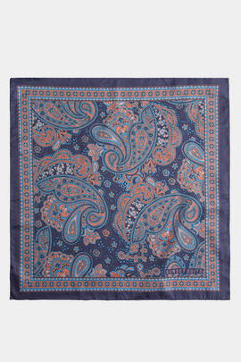 Granatowa poszetka we wzór paisley 00104C99PLA