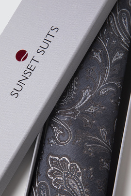 Grafitowy krawat we wzór 00219C85PLA