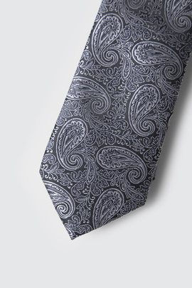 Grafitowy krawat we wzór paisley 00259C85PLA