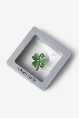 Srebrny pin do marynarki z kamieniem koniczyna 01004C10KKA