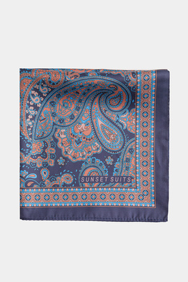 Granatowa poszetka we wzór paisley 00104C99PLA