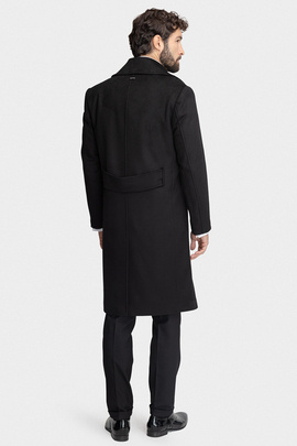 Czarny płaszcz z flauszu 00281A90GSA