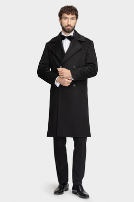 Czarny płaszcz z flauszu 00281A90GSA