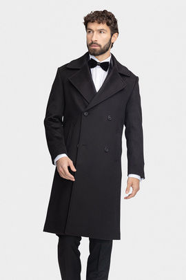 Czarny płaszcz z flauszu 00281A90GSA