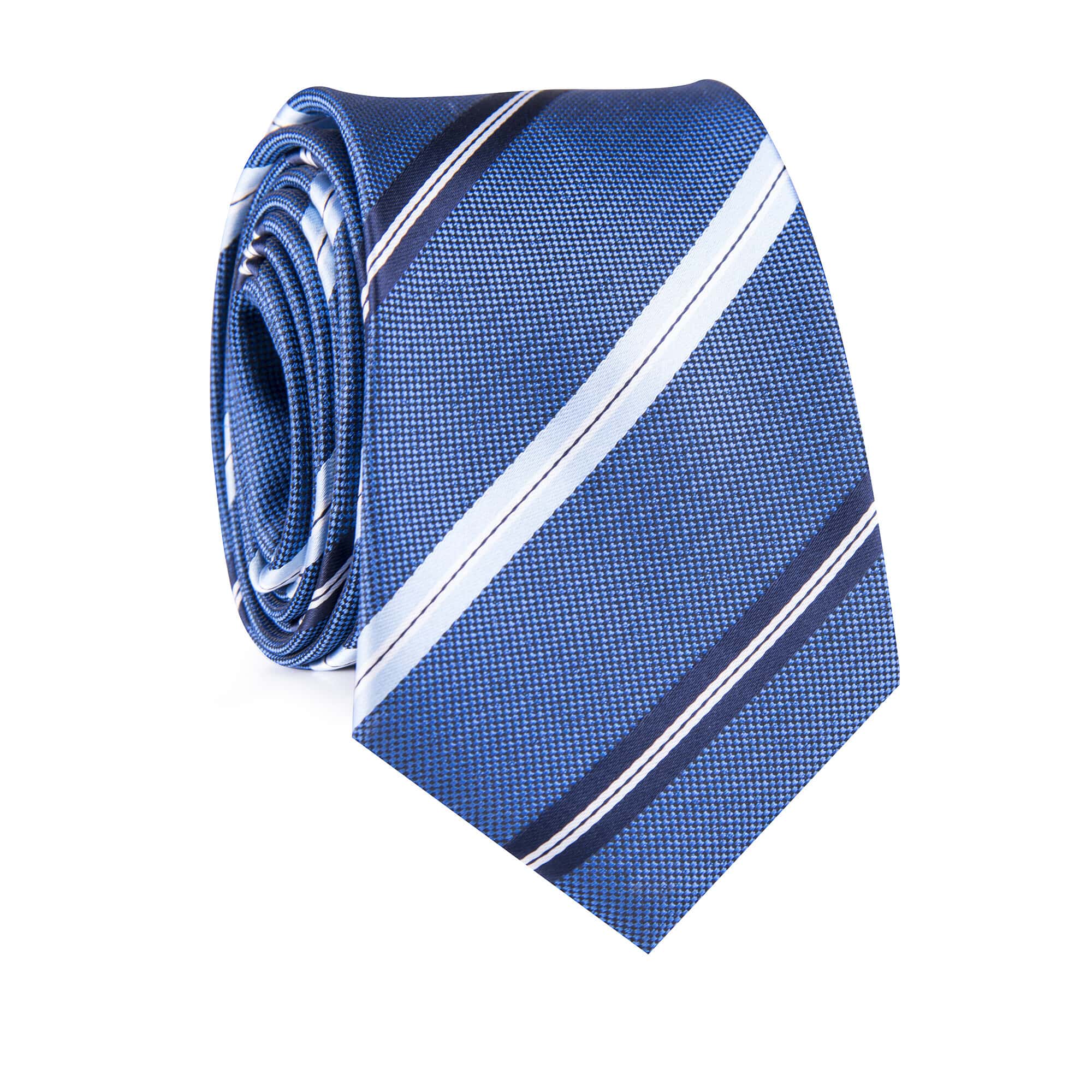 krawat niebieski w paski