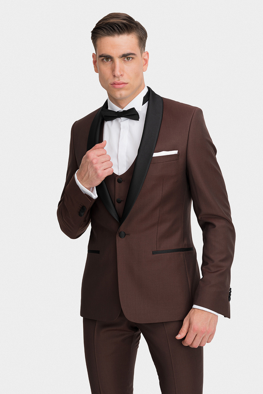 Brązowy smoking z wełny 130s Zignone 03070A80GSA