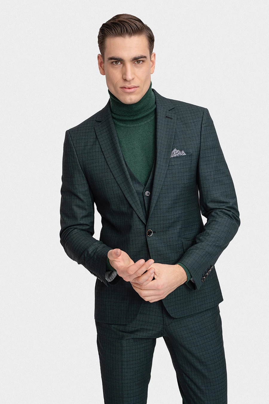 Zielony garnitur w kratę 05047A60KSA