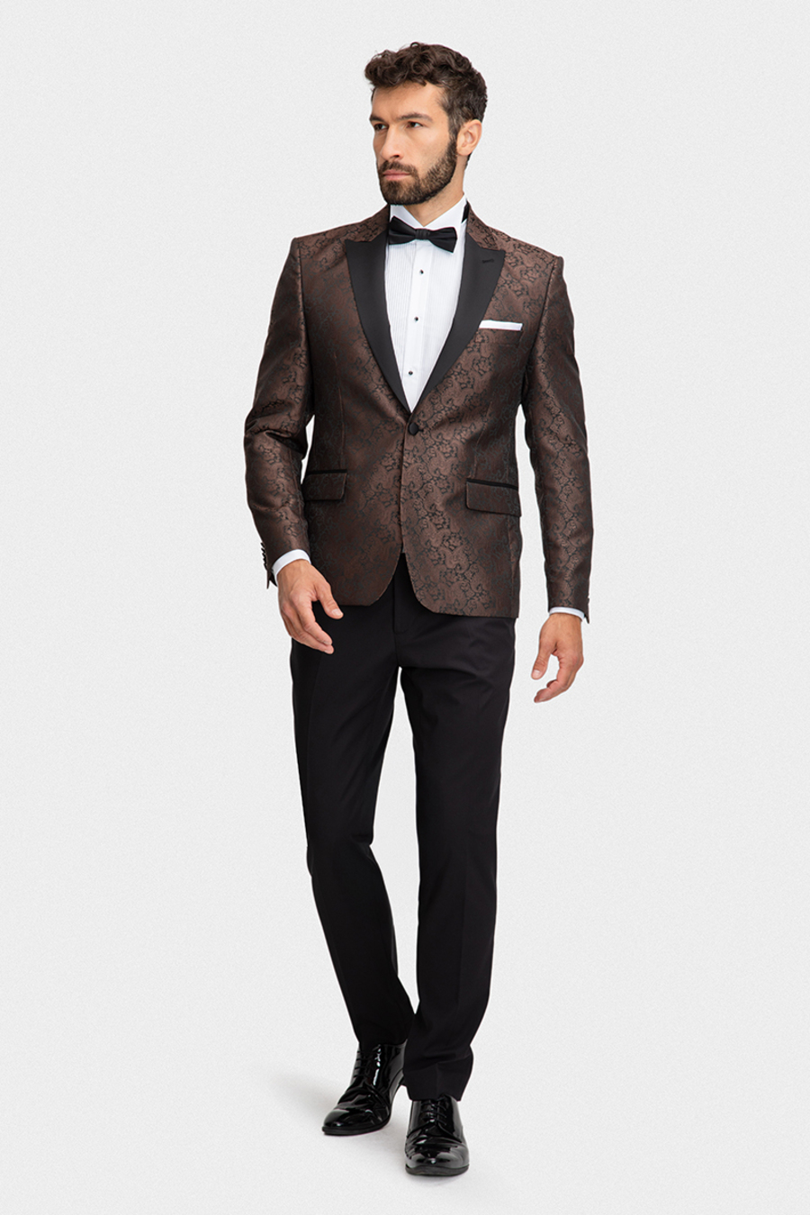 Brązowy smoking w żakard 05061D80DSA