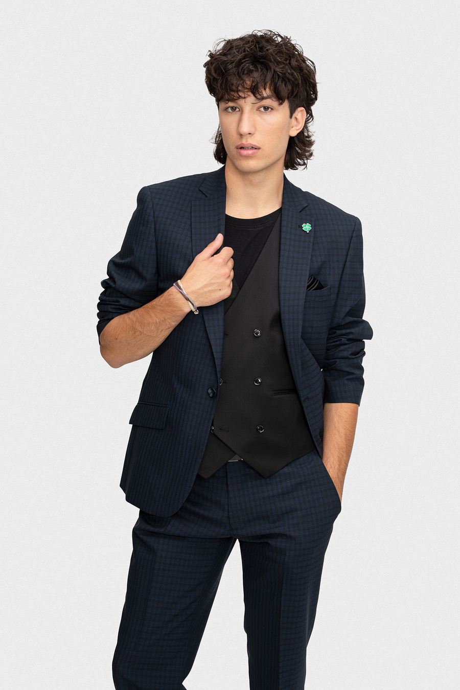 Wełniany garnitur w kratę buffalo GXGS900189
