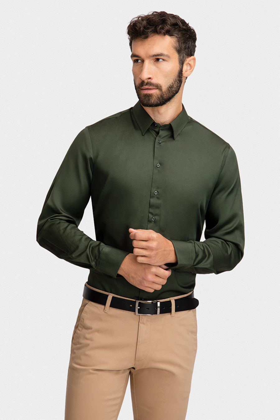 Zielona bawełniana koszula 01421A60GSB