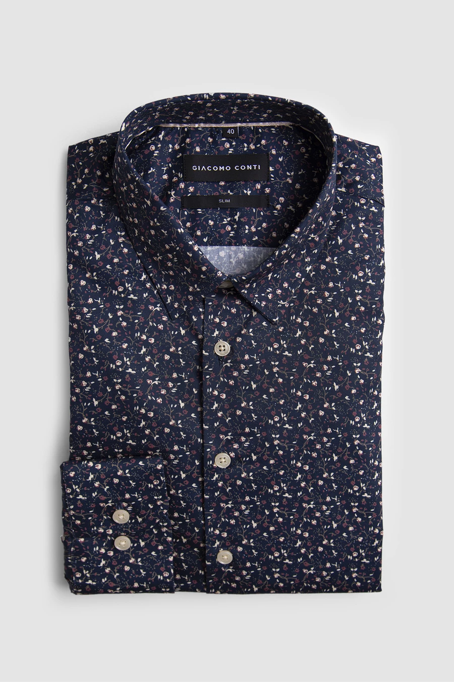 Granatowa roślinna koszula 01769B75FSA