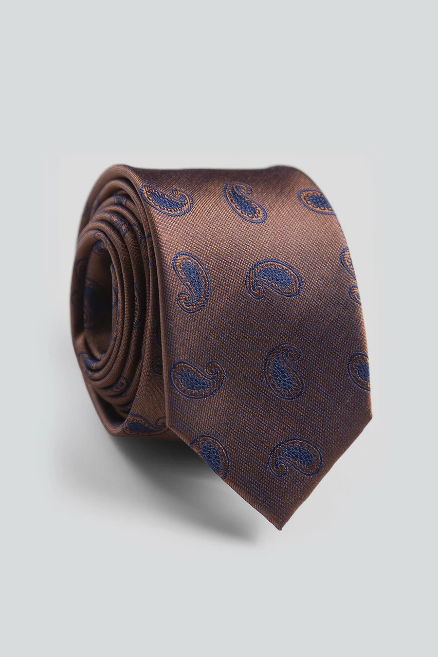 Brązowy krawat we wzór paisley KWKRQ00164