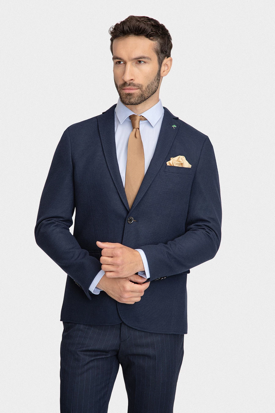 Dzianinowa granatowa marynarka 01110A75GCA