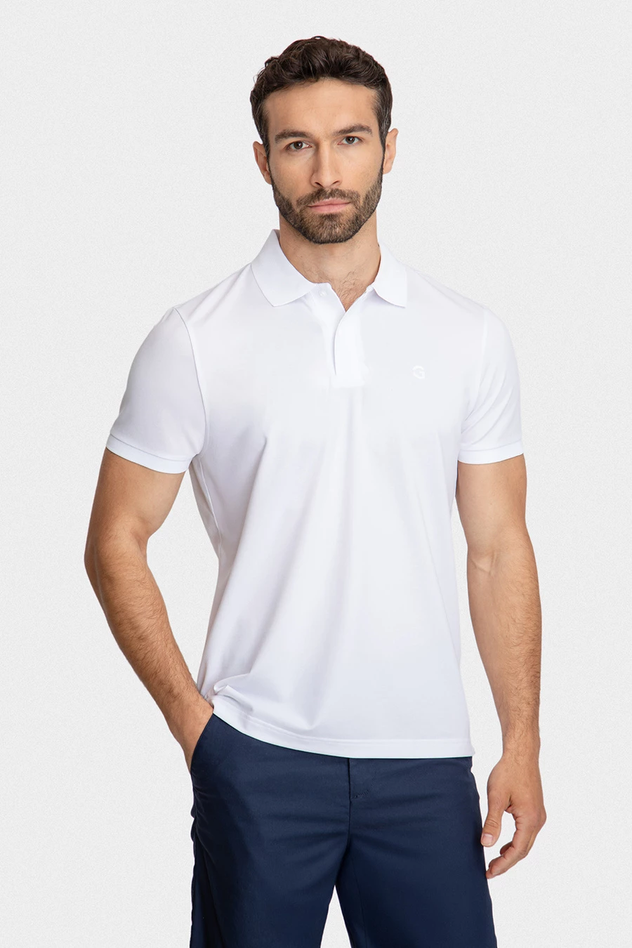 Gładkie białe polo 01047A00GCA