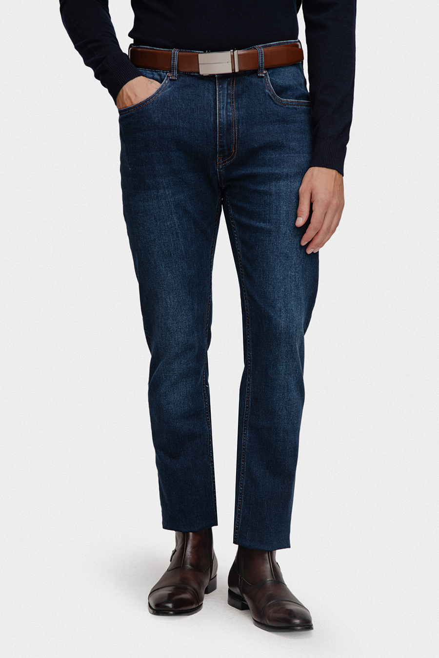 Gładkie granatowe jeansy SILA 00001B75GSA