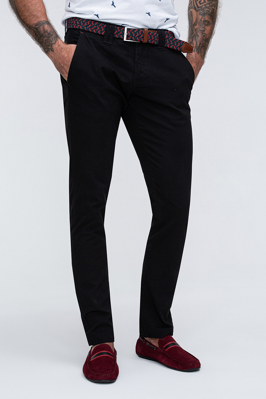 Czarne gładkie spodnie materiałowe SMCS030059