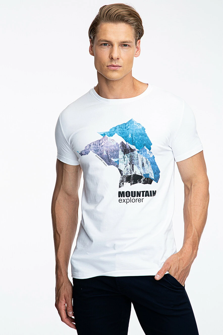 Biały t-shirt odkrywcy gór TSBS000081