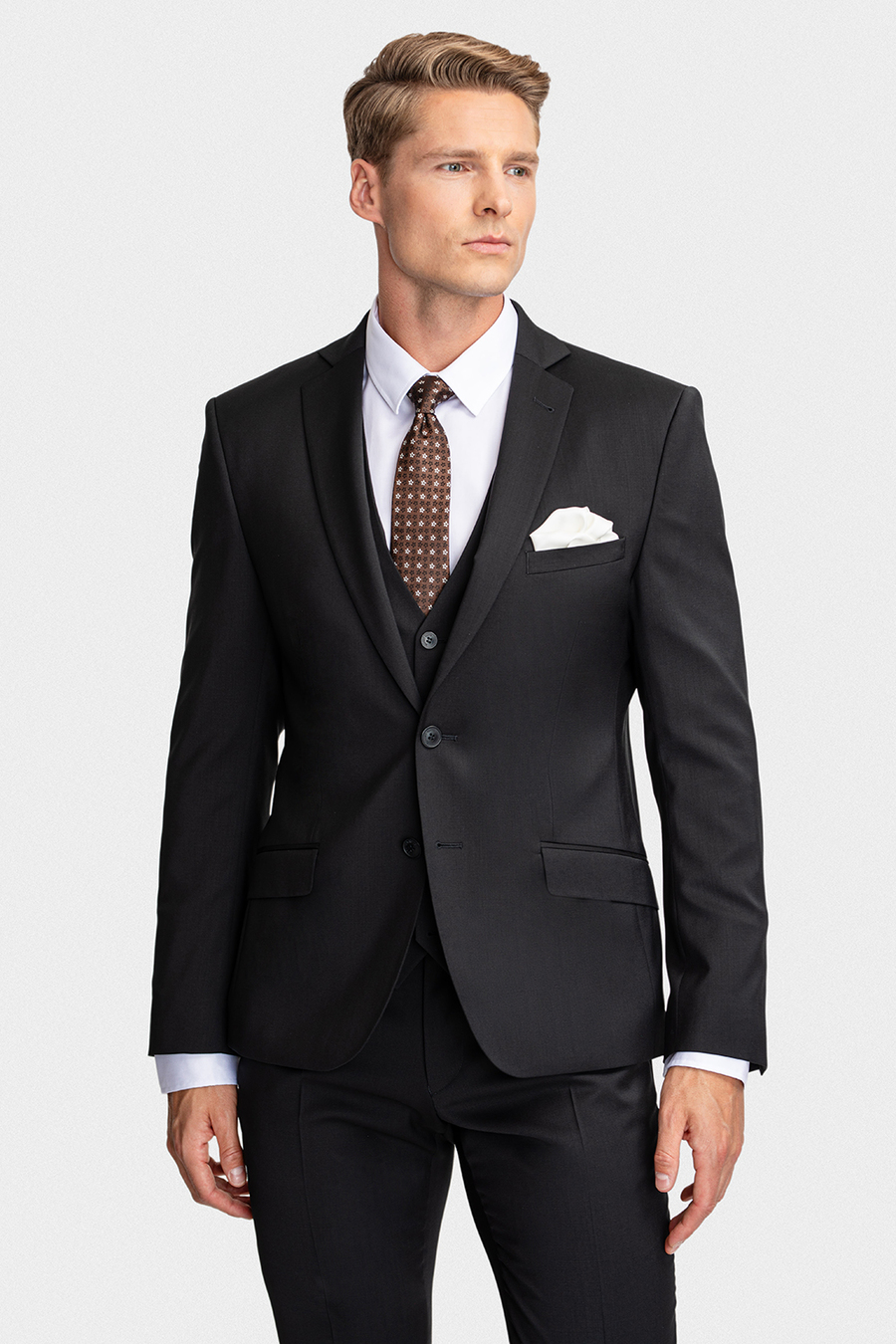 Czarny garnitur z wełny B-Dynamic+ 01017D90GSA