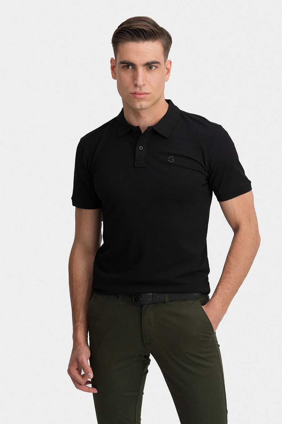 Czarne polo gładkie 01036B90GSA