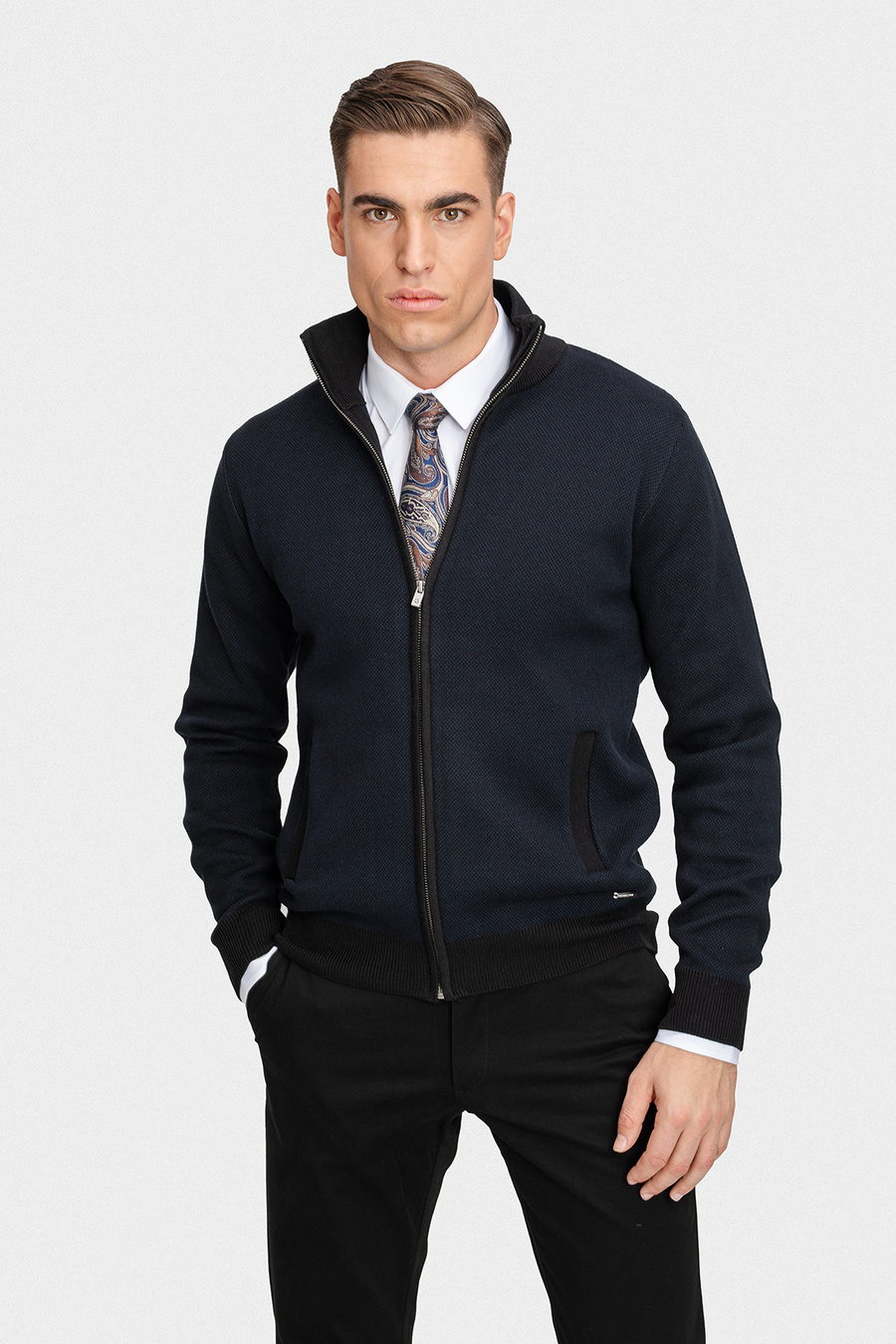 Rozpinany sweter męski regular 01061B90SRA