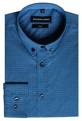 niebieska koszula bawełniana slim we wzory