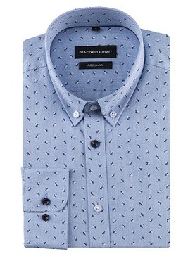 niebieska koszula męska we wzory fason regularny