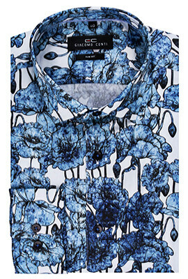 slimowana koszula męska we wzory niebieskie