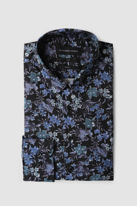granatowa koszula w kwiaty męska