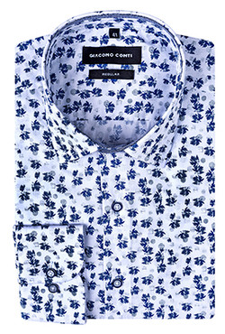 Koszula męska biała w liscie Giacomo Conti KDBR000817