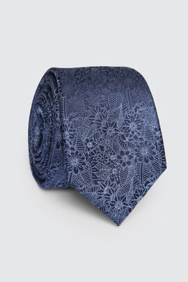Granatowy krawat w motyw florystyczny 00077B75FLA