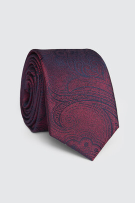Czerwony krawat w motyw florystyczny 00079B50FLA