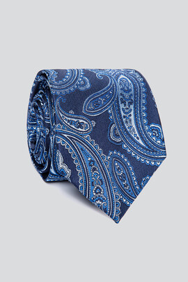 niebieski krawat męski w paisley