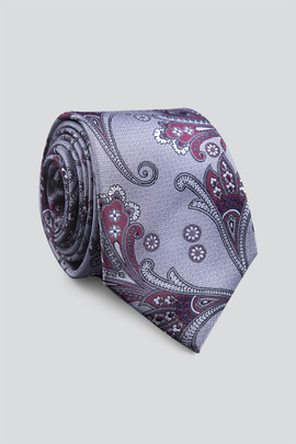 krawat męski szaro bordowy