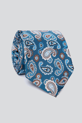 niebieski krawat męski w paisley