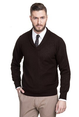 Brązowy sweter GERALDO od Giacomo Conti