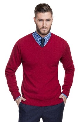 męski sweter czerwony