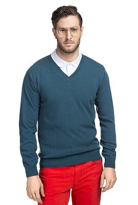 turkusowy sweter z wełny