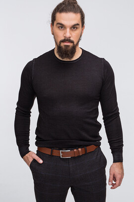 sweter męski czarny wełniany 