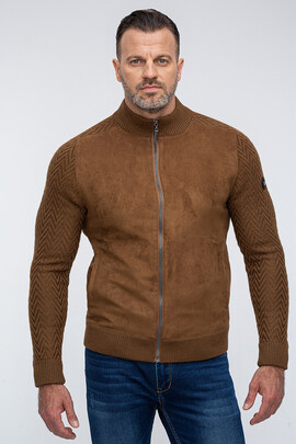 brązowy sweter męski rozpinany