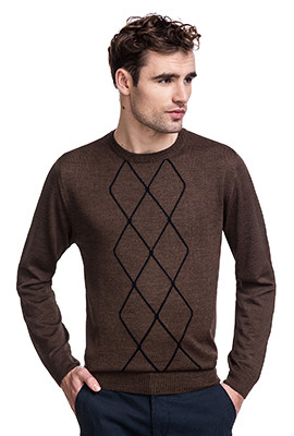 sweter męski brązowy z wełny