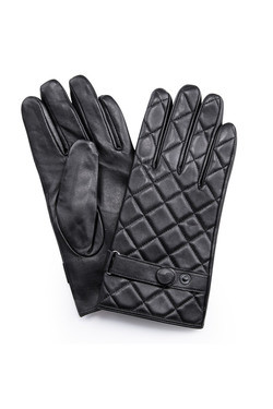 eleganckie czarne rękawiczki męskie z przeszyciem