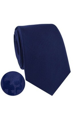 Niebieski krawat jedwabny z czaszką